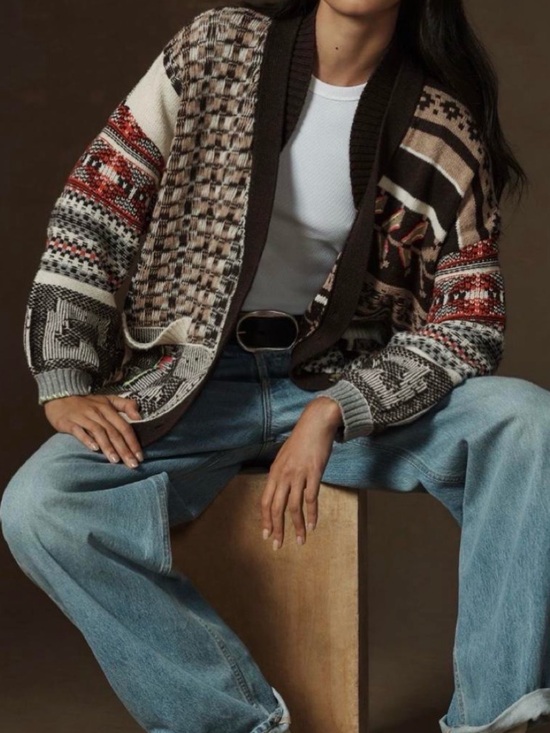 Pilcro Sweaters - Anthropologie x Pilcro Patchwork Knit Cardigan